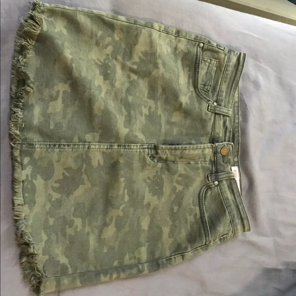 Denim camouflage skirt
